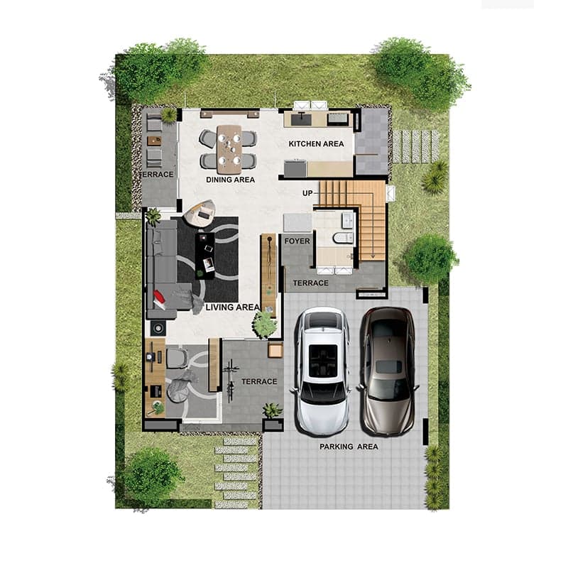 แปลนบ้าน PINE — บ้านเดี่ยว 2 ชั้น 1F